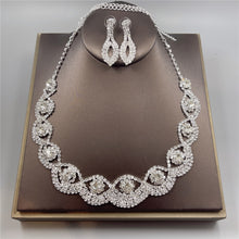 Load image into Gallery viewer, Wedding Jewelry Set Silver Rhinestone Necklace Earrings
