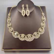 Load image into Gallery viewer, Wedding Jewelry Set Silver Rhinestone Necklace Earrings
