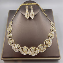 Load image into Gallery viewer, Wedding Jewelry Set Silver Rhinestone Necklace Earrings
