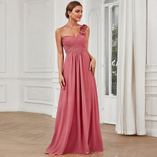 Load image into Gallery viewer, Ever-Pretty Sweet Pleated Bodice One Shoulder Chiffon Bridesmaid Dress
