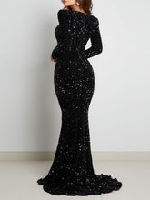 Load image into Gallery viewer, Long Sleeve Padded Sequin Maxi Dress
