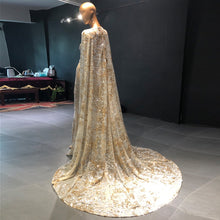 Load image into Gallery viewer, Champagne Luxury Dubai Evening Dresses with Cape Long
