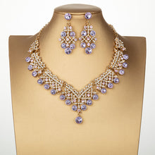 Load image into Gallery viewer, Baroque Golden Purple Crystal Heart Bridal Jewelry Sets
