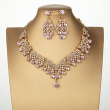 Load image into Gallery viewer, Baroque Golden Purple Crystal Heart Bridal Jewelry Sets
