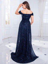 Load image into Gallery viewer, Navy Blue Off the Shoulder Dress
