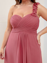 Load image into Gallery viewer, Ever-Pretty Sweet Pleated Bodice One Shoulder Chiffon Bridesmaid Dress
