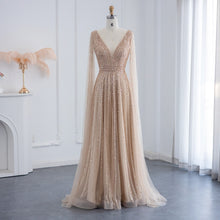 Load image into Gallery viewer, Luxury Nude Evening Dress with Cape Sleeves
