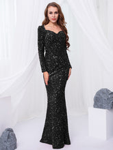 Load image into Gallery viewer, Long Sleeve Padded Sequin Maxi Dress
