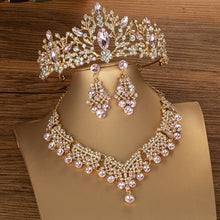 Load image into Gallery viewer, Baroque Golden Purple Crystal Heart Bridal Jewelry Sets
