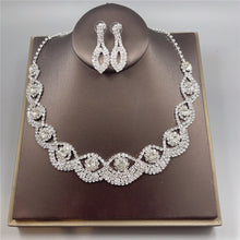 Load image into Gallery viewer, Wedding Jewelry Set Silver Rhinestone Necklace Earrings
