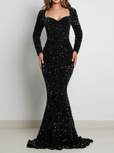 Load image into Gallery viewer, Long Sleeve Padded Sequin Maxi Dress
